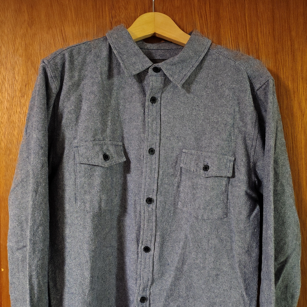Slate And Stone Blue Twill Cotton Shirt, XL